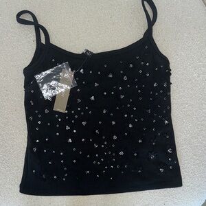 J Crew Black Sequin Cami Tank Top - Women's